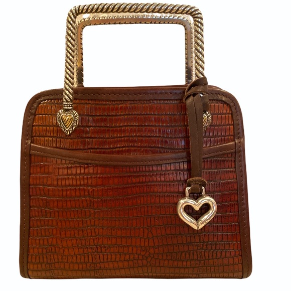 Brighton Handbags - Brighton Brown Alligator Embossed Leather Handbag